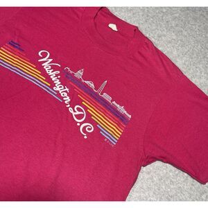 Vintage Washington DC‎ M T-Shirt Pink Single Stitch Tee Screen Stars Best Silco